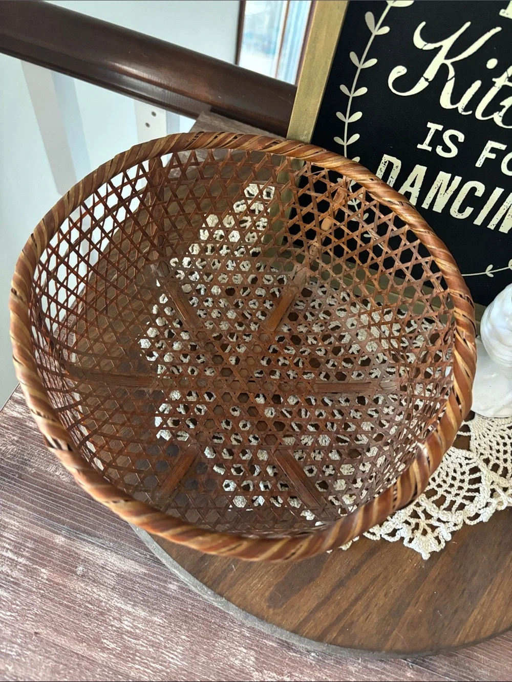 Vintage Woven 10” Rattan Storage Basket in Brown - Home Accents